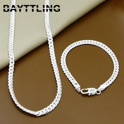 925 Sterling Silber Schmuckset – Halskette & Armband 2-teilig, 5mm Kettendesign, Unisex | Zeyra | Versand aus D