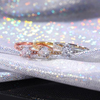 Verlobungsring Damen – Klassischer 4-Krappen-Ring mit Zirkonia, 3 Farben | Zeyra | Versand aus D