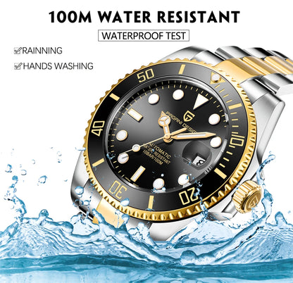 PAGANI DESIGN Herren Automatikuhr – Japanisches NH35 Werk | 100 m Wasserdicht | Saphirglas & Edelstahl | Luxus Sportuhr | Zeyra®
