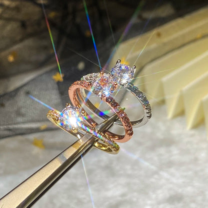 Verlobungsring Damen – Klassischer 4-Krappen-Ring mit Zirkonia, 3 Farben | Zeyra | Versand aus D