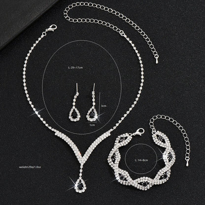 3-teiliges Schmuckset Damen – Schwarze Kristall-Steine, Halskette, Armband & Ohrringe | Hochzeit & Party | Zeyra | Versand aus D