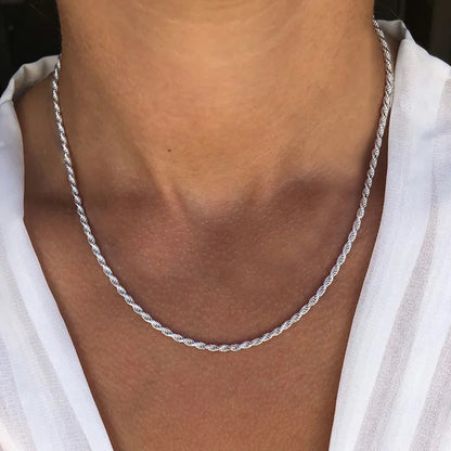 Zeyra® Rope Chain Halskette – 4 mm 925 Sterling Silber | Unisex Schmuck | Hip-Hop & Minimal Style | Luxus Kette für Damen & Herren