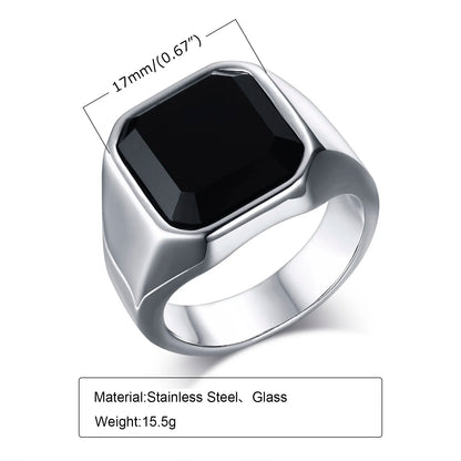 Zeyra® Herrenring – Punk Square Signet Ring | Edelstahl mit Naturstein | Zeitloses Design, Nie verblassend | Geschenk für Männer & Väter
