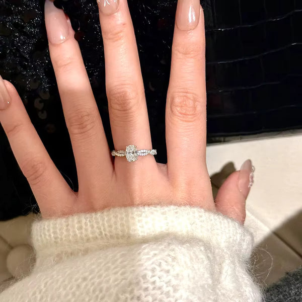 Zeyra® 1ct Oval Cut Moissanite-Ring – 18K vergoldet & 925 Sterling Silber | D Color VVS1 Brillanz | Verlobungs- & Hochzeitsring für Damen