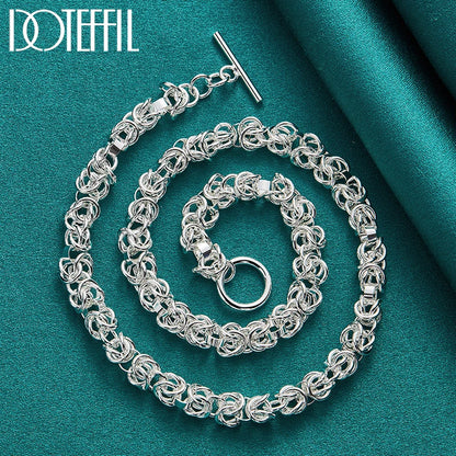 925 Sterling Silber Schmuckset – Halskette & Armband, 2-teilig, Klassisches Design Unisex | Zeyra | Versand aus D