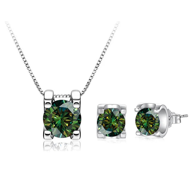 Moissanite Schmuckset Damen – 3ct D Color, 925 Sterling Silber (Ohrringe & Halskette) | Hochzeit & Verlobung | Zeyra | Versand aus D
