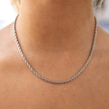 Zeyra® Rope Chain Halskette – 4 mm 925 Sterling Silber | Unisex Schmuck | Hip-Hop & Minimal Style | Luxus Kette für Damen & Herren