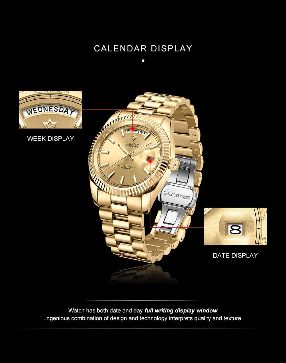 Cadisen DD40 Automatik Herrenuhr – Luxusdesign, MIYOTA 8285, AR-Saphirglas, 100M wasserdicht | Zeyra | Versand aus D