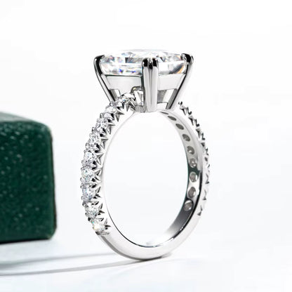 DEZO 4CT Radiant Cut Moissanite Ring – 925 Sterling Silber Verlobungsring für Damen | D-Farbe VVS1 Brillanz & GRA-Zertifikat | Zeyra® | Versand aus DE
