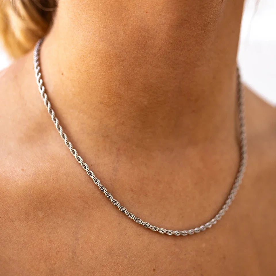 Zeyra® Rope Chain Halskette – 4 mm 925 Sterling Silber | Unisex Schmuck | Hip-Hop & Minimal Style | Luxus Kette für Damen & Herren