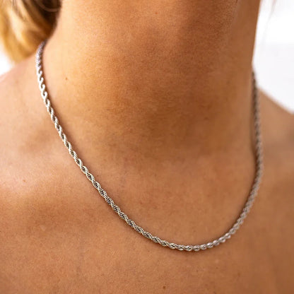 Zeyra® Rope Chain Halskette – 4 mm 925 Sterling Silber | Unisex Schmuck | Hip-Hop & Minimal Style | Luxus Kette für Damen & Herren
