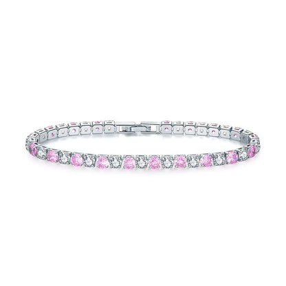 Tennisarmband Damen – Buntes Zirkonia Armband 4mm, Silberfarben, Luxus & Trendy | Zeyra | Versand aus D