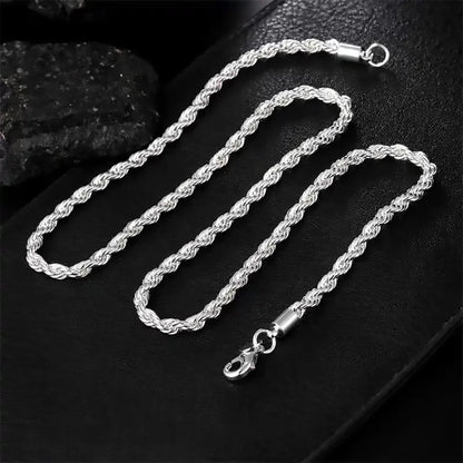 Zeyra® Rope Chain Halskette – 4 mm 925 Sterling Silber | Unisex Schmuck | Hip-Hop & Minimal Style | Luxus Kette für Damen & Herren