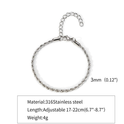 Edelstahlarmband Silber – Verstellbares Twist Chain Design für Herren & Damen | Hip-Hop Schmuck | Zeyra | Versand aus DE