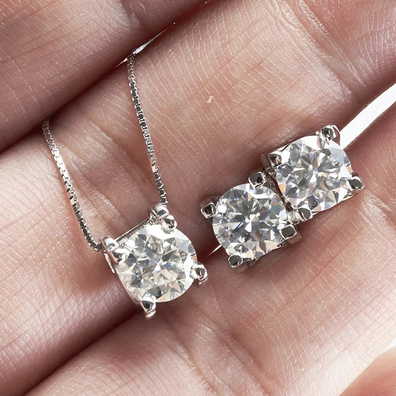 Moissanite Schmuckset Damen – 3ct D Color, 925 Sterling Silber (Ohrringe & Halskette) | Hochzeit & Verlobung | Zeyra | Versand aus D