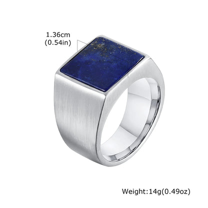 Zeyra® Vintage Herrenring – Edelstahl Siegelring mit Naturstein | Waterproof & Kratzfest | Punk Style Signet Ring