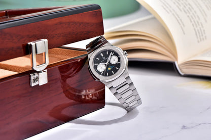 Pagani Design Damenarmbanduhr – Luxus Quarzuhr mit Mondphase & Chronograph | Edelstahl & Saphirglas | Elegante Uhr für Damen | Zeyra® Edition
