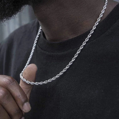 Zeyra® Rope Chain Halskette – 4 mm 925 Sterling Silber | Unisex Schmuck | Hip-Hop & Minimal Style | Luxus Kette für Damen & Herren