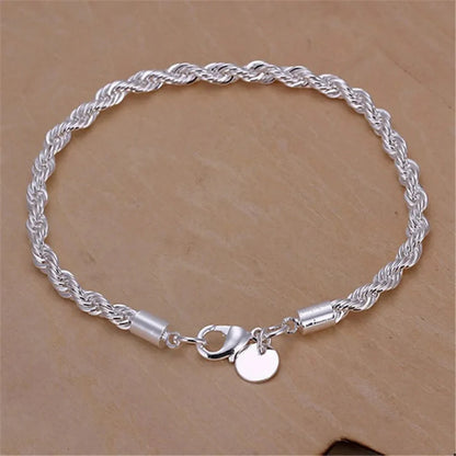 925 Sterling Silber Rope Chain Armband – 4mm Seilkette, Unisex, Klassisch & Zeitlos | Zeyra | Versand aus D
