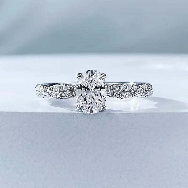 Zeyra® 1ct Oval Cut Moissanite-Ring – 18K vergoldet & 925 Sterling Silber | D Color VVS1 Brillanz | Verlobungs- & Hochzeitsring für Damen