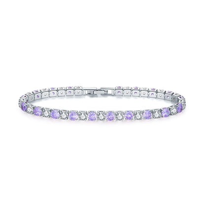 Tennisarmband Damen – Buntes Zirkonia Armband 4mm, Silberfarben, Luxus & Trendy | Zeyra | Versand aus D