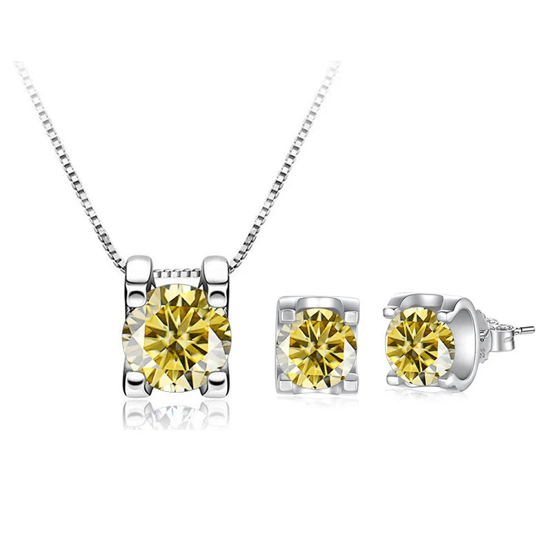 Moissanite Schmuckset Damen – 3ct D Color, 925 Sterling Silber (Ohrringe & Halskette) | Hochzeit & Verlobung | Zeyra | Versand aus D