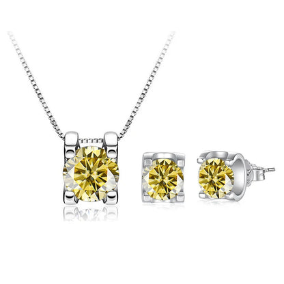 Moissanite Schmuckset Damen – 3ct D Color, 925 Sterling Silber (Ohrringe & Halskette) | Hochzeit & Verlobung | Zeyra | Versand aus D