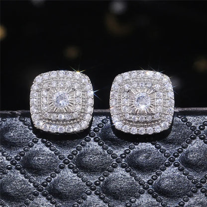 925 Sterling Silber Ohrstecker – Princess Cut Zirkonia, quadratisches Design | Damen | Zeyra | Versand aus D