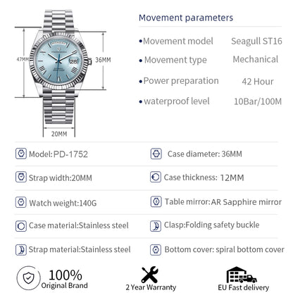 Pagani Design 2025 Automatik Herrenuhr – Luxusmechanik, AR-Saphirglas, Kalenderfunktion | Zeyra | Versand aus D