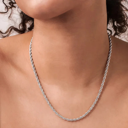 Zeyra® Rope Chain Halskette – 4 mm 925 Sterling Silber | Unisex Schmuck | Hip-Hop & Minimal Style | Luxus Kette für Damen & Herren