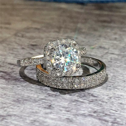 925 Sterling Silber Damenring Set – 2-teiliges Hochzeitsring-Set | Elegantes Design & Premium Qualität | Zeyra® | Versand aus DE