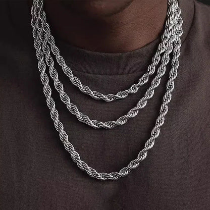 Zeyra® Rope Chain Halskette – 4 mm 925 Sterling Silber | Unisex Schmuck | Hip-Hop & Minimal Style | Luxus Kette für Damen & Herren