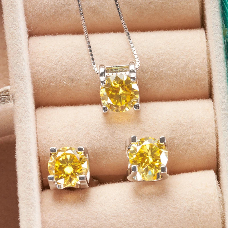 Moissanite Schmuckset Damen – 3ct D Color, 925 Sterling Silber (Ohrringe & Halskette) | Hochzeit & Verlobung | Zeyra | Versand aus D