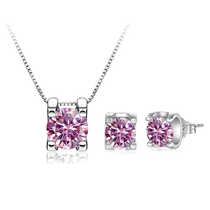 Moissanite Schmuckset Damen – 3ct D Color, 925 Sterling Silber (Ohrringe & Halskette) | Hochzeit & Verlobung | Zeyra | Versand aus D