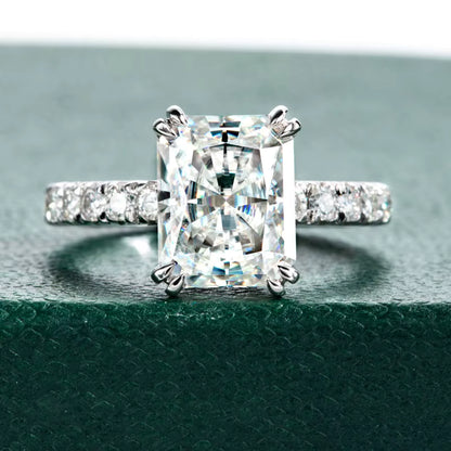 DEZO 4CT Radiant Cut Moissanite Ring – 925 Sterling Silber Verlobungsring für Damen | D-Farbe VVS1 Brillanz & GRA-Zertifikat | Zeyra® | Versand aus DE