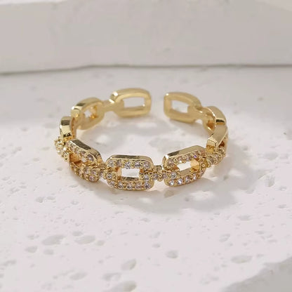 Zirkonia Twist Chain Ring – Offener Damenring in Gold & Silber | Eleganter Fingerring | Zeyra® | Versand aus DE