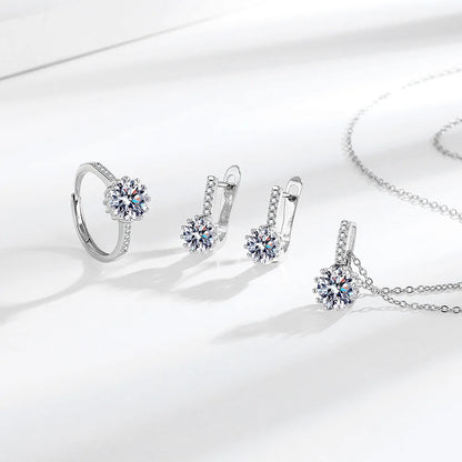 925 Sterling Silber Schmuckset Damen – Herz Design mit Zirkonia, 3-teilig (Ring, Ohrringe, Halskette) | Zeyra | Versand aus D