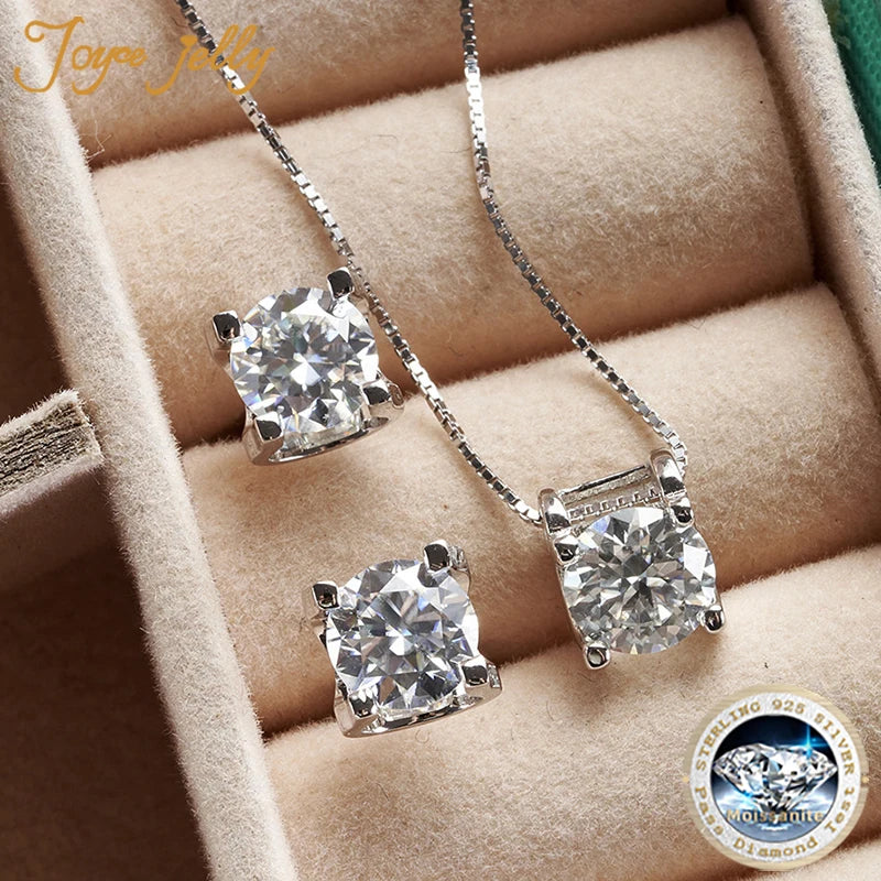 Moissanite Schmuckset Damen – 3ct D Color, 925 Sterling Silber (Ohrringe & Halskette) | Hochzeit & Verlobung | Zeyra | Versand aus D