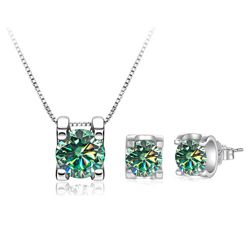 Moissanite Schmuckset Damen – 3ct D Color, 925 Sterling Silber (Ohrringe & Halskette) | Hochzeit & Verlobung | Zeyra | Versand aus D