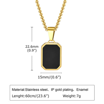 Herren Halskette mit Naturstein-Anhänger – Quadratischer Edelstahl Anhänger, Trendy Hip-Hop Style | Zeyra | Versand aus D