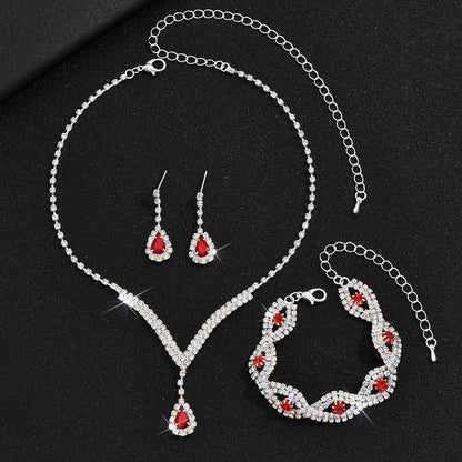 3-teiliges Schmuckset Damen – Schwarze Kristall-Steine, Halskette, Armband & Ohrringe | Hochzeit & Party | Zeyra | Versand aus D