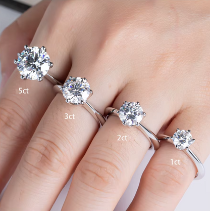 AnuJewel Moissanite Verlobungsring – 1ct / 2ct / 3ct / 5ct D-Farbe VVS1 | 925 Sterling Silber & 18K vergoldet | Zeyra® | Versand aus DE