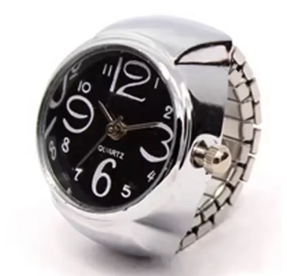 Vintage Uhrenring – Retro Mini Fingeruhr mit elastischem Band | Unisex Punk Schmuck & Accessoire | Zeyra®
