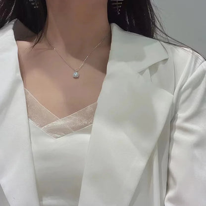 925 Sterling Silber Damen Halskette – Quadratischer Zirkonia-Anhänger, Elegant & Zeitlos | Zeyra | Versand aus D