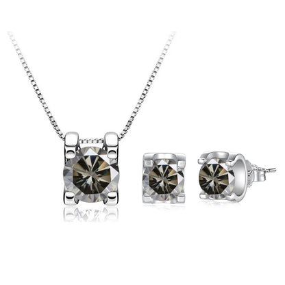 Moissanite Schmuckset Damen – 3ct D Color, 925 Sterling Silber (Ohrringe & Halskette) | Hochzeit & Verlobung | Zeyra | Versand aus D