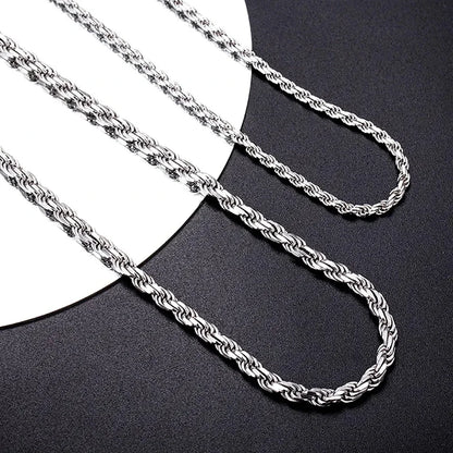 Zeyra® Rope Chain Halskette – 4 mm 925 Sterling Silber | Unisex Schmuck | Hip-Hop & Minimal Style | Luxus Kette für Damen & Herren