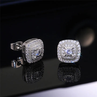 925 Sterling Silber Ohrstecker – Princess Cut Zirkonia, quadratisches Design | Damen | Zeyra | Versand aus D