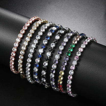 Tennisarmband Damen – Buntes Zirkonia Armband 4mm, Silberfarben, Luxus & Trendy | Zeyra | Versand aus D