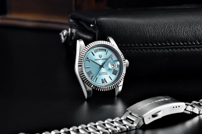 Pagani Design 2025 Automatik Herrenuhr – Luxusmechanik, AR-Saphirglas, Kalenderfunktion | Zeyra | Versand aus D