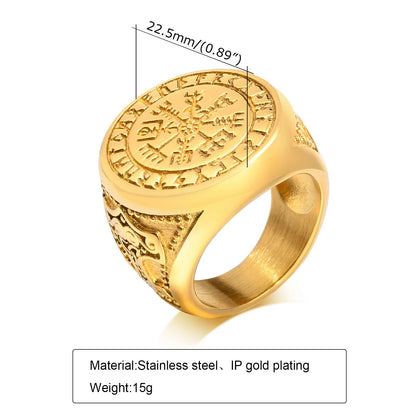 Zeyra® Vintage Herrenring – Edelstahl Siegelring mit Naturstein | Waterproof & Kratzfest | Punk Style Signet Ring
